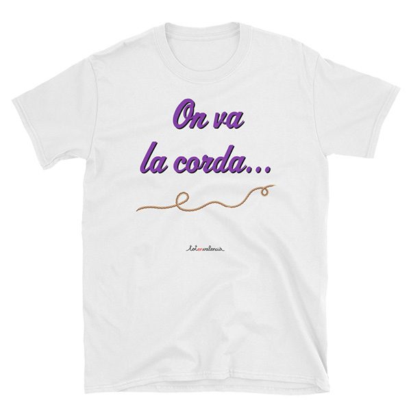 Camiseta blanca - On va la corda (part del conjunt On va la corda va el poal)- Camisetes en valencià - Productes en valencià - Tot en valencià