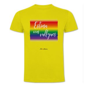 Camiseta mànega curta groga Estima com vullgues - Camisetes en valencià - Productes en valencià - Tot en valencià