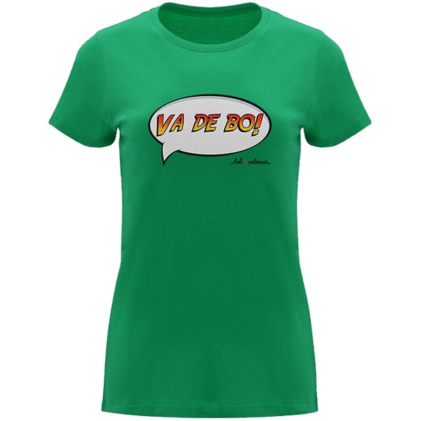 Camiseta mànega curta verda entallada - Va de bo - Camisetes en valencià - Productes en valencià - Tot en valencià