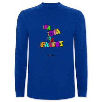 Camiseta mànega llarga blava Fa dia de falles - Camisetes en valencià - Productes en valencià - Tot en valencià