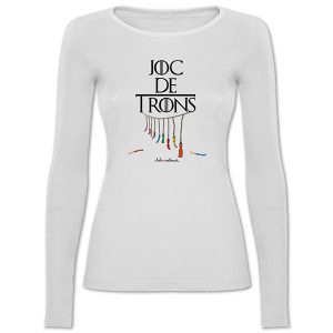 Camiseta mànega llarga entallada blanca Joc de trons - Camisetes en valencià - Productes en valencià - Tot en valencià