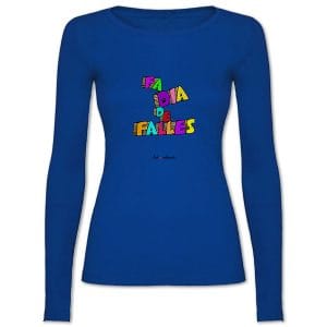 Camiseta mànega llarga entallada blava Fa dia de falles - Camisetes en valencià - Productes en valencià - Tot en valencià