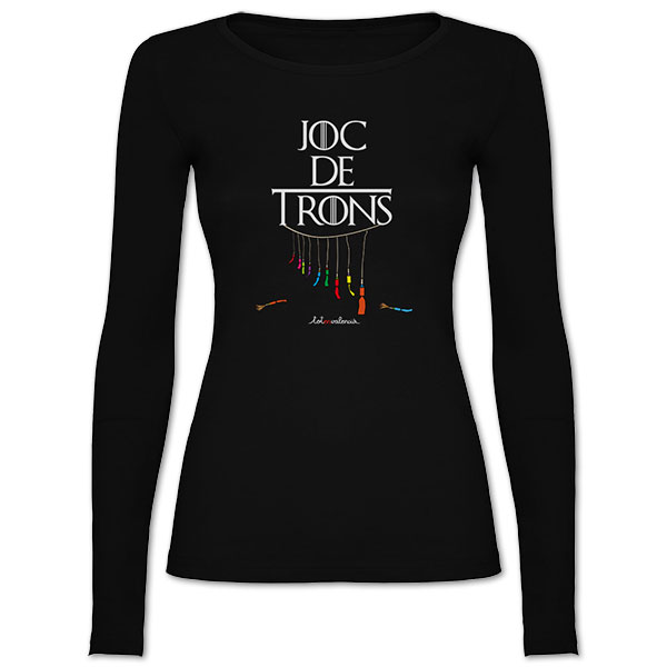 Camiseta mànega llarga entallada negra Joc de trons - Camisetes en valencià - Productes en valencià - Tot en valencià