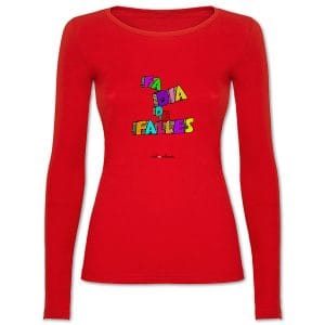 Camiseta mànega llarga entallada roja Fa dia de falles - Camisetes en valencià - Productes en valencià - Tot en valencià