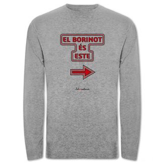 Camiseta mànega llarga grisa El borinot és este - Camisetes en valencià - Productes en valencià - Tot en valencià