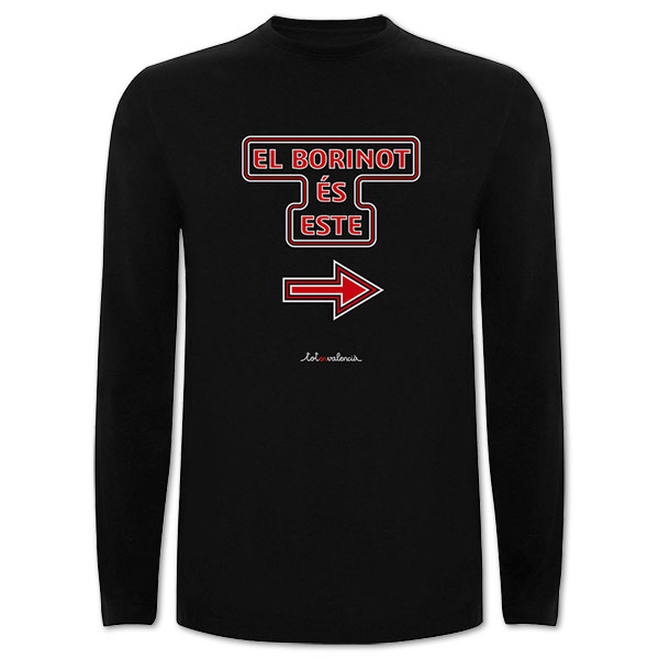 Camiseta mànega llarga negra El borinot és este - Camisetes en valencià - Productes en valencià - Tot en valencià