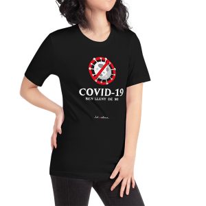 Camiseta mànega curta COVID-19 ben lluny de mi negra dona - Camisetes en valencià - Productes en valencià - Tot en valencià