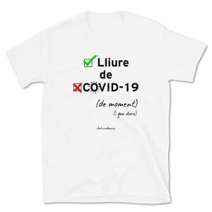 Camiseta Lliure de COVID-19 blanca - Camisetes en valencià - Productes en valencià - Tot en valencià