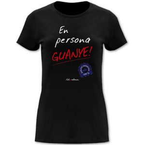 Camiseta mànega curta entallada negra En persona guanye - Camisetes en valencià - Productes en valencià - Tot en valencià
