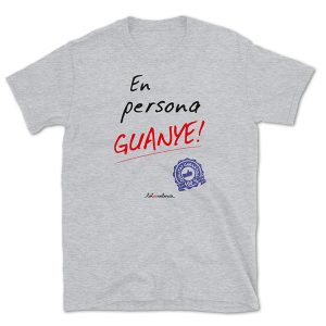 Camiseta mànega curta grisa En persona guanye - Camisetes en valencià - Productes en valencià - Tot en valencià