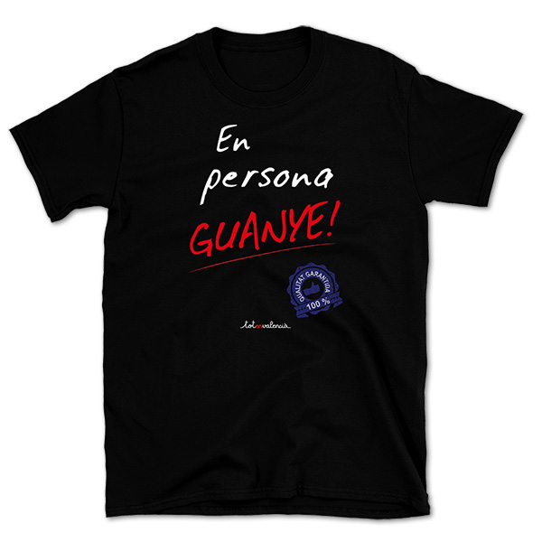 Camiseta mànega curta negra En persona guanye - Camisetes en valencià - Productes en valencià - Tot en valencià