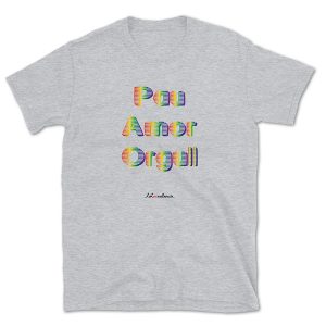 Camiseta Pau Amor Orgull grisa - Camisetes en valencià - Productes en valencià - Tot en valencià