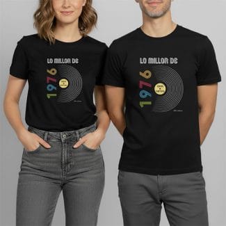 Samarretes mànega curta negres "Lo millor de 1976 - Edició limitada" - Samarretes en valencià - Productes en valencià - Tot en valencià